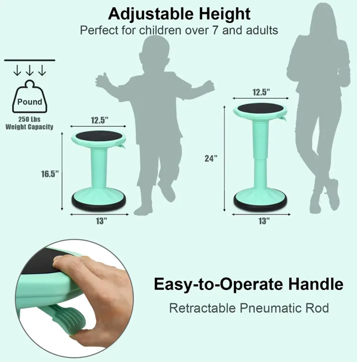 Adjustable-Height Wobble Chair Active Learning Stool for Office Stand Up Desk