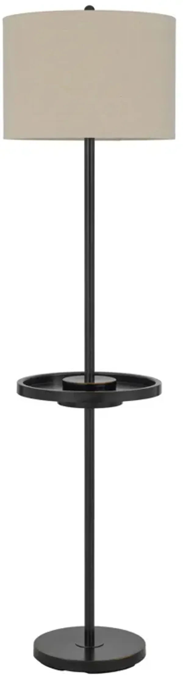 62 Inch Metal Floor Lamp, Tray, Dimmer,  2 USB Ports, Bronze-Benzara