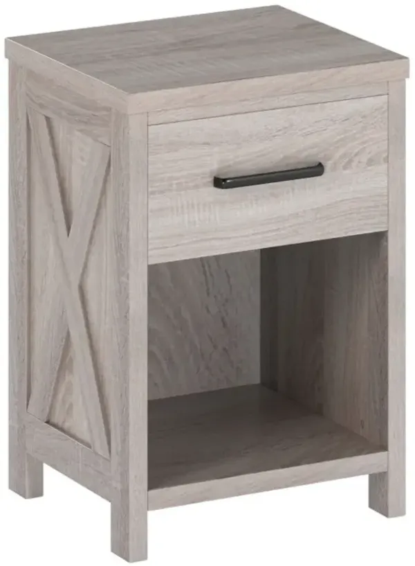 Nightstand with Drawer and Shelf, Modern Bedside Table for Bedroom Storage