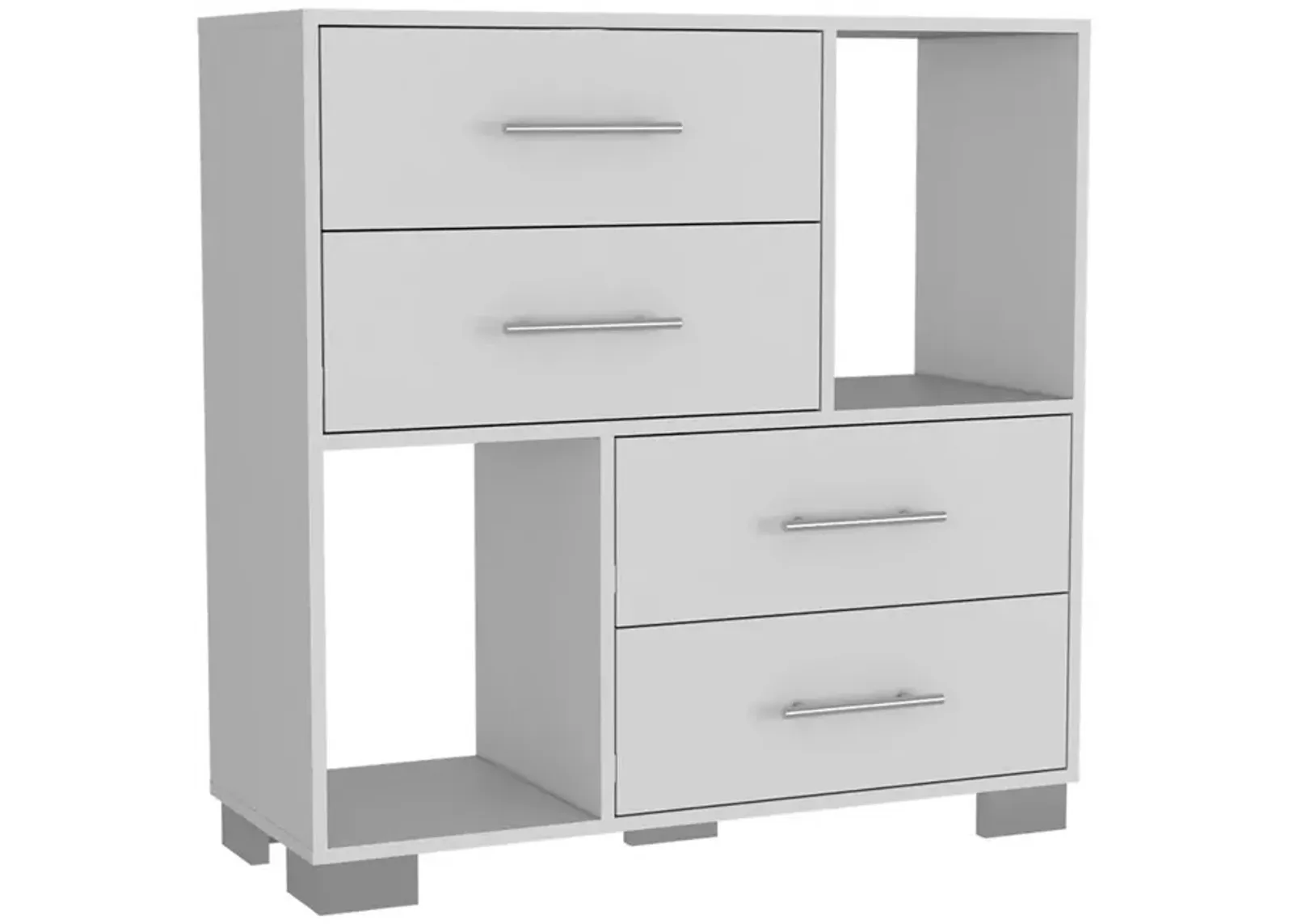 DEPOT E-SHOP Fountain Dresser, Two Open Shelves, Four Drawers-White, For Bedroom