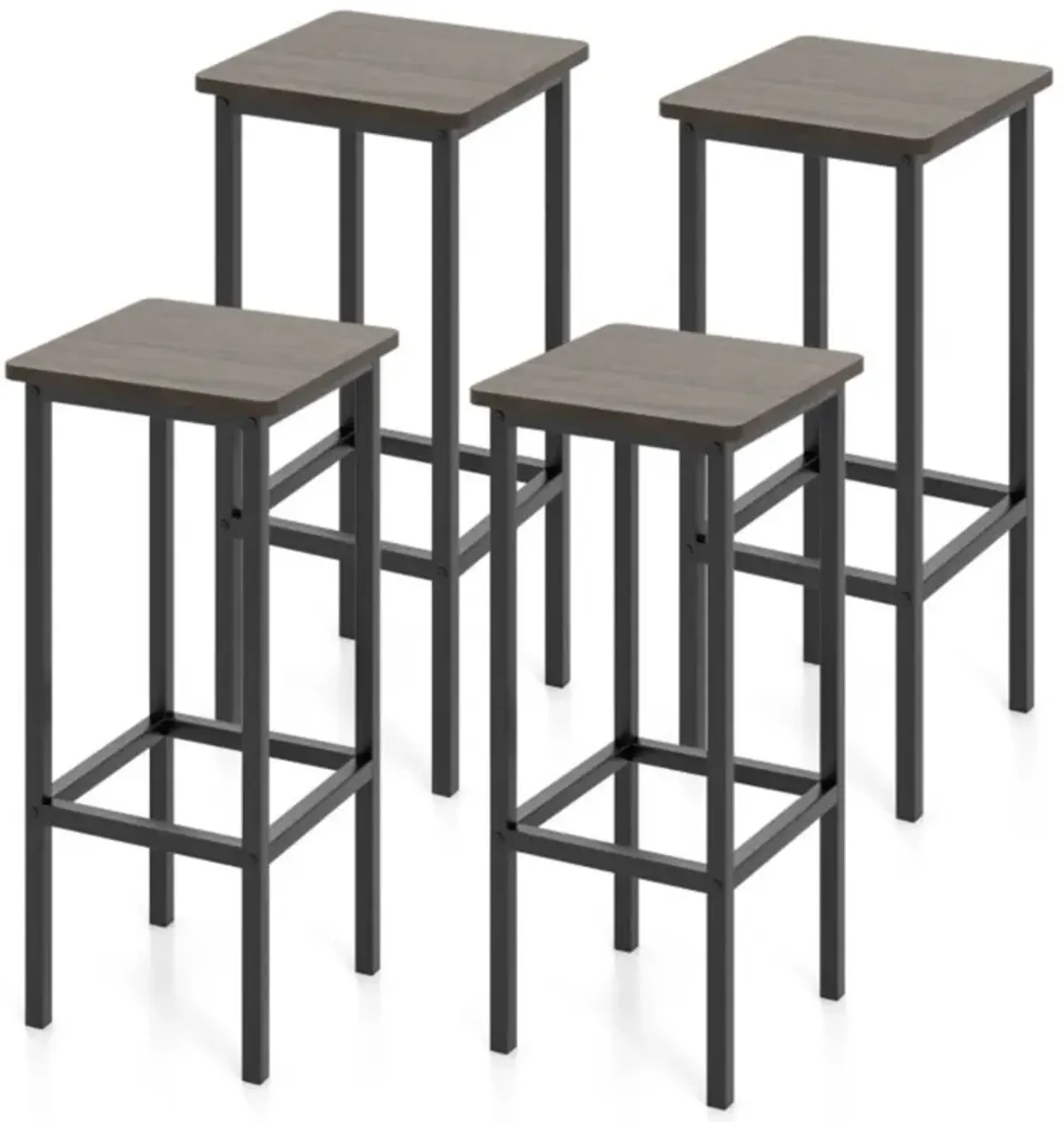 Hivvago Set of 4 Bar Stool Set 26" Bar Chair with Metal Legs and Footrest