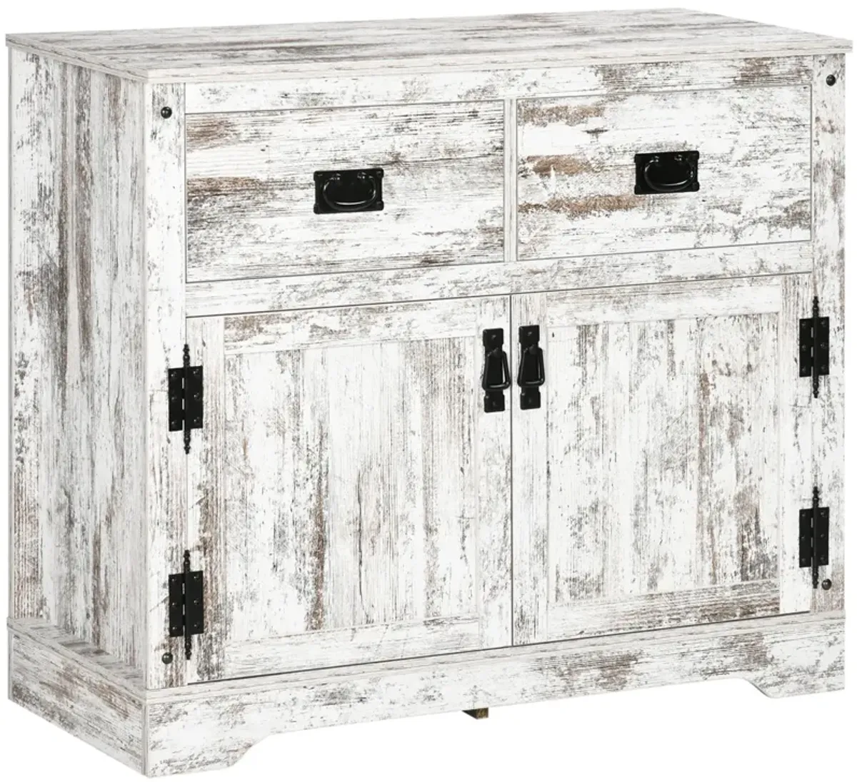 White Rustic Kitchen Storage: Cabinet with 2 Drawers & 2 Cupboards