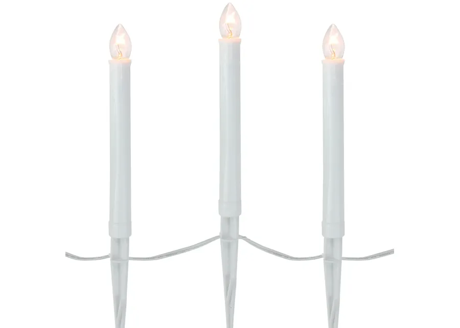 10-Count White C7 Candle Pathway Markers Christmas Lights  White Wire