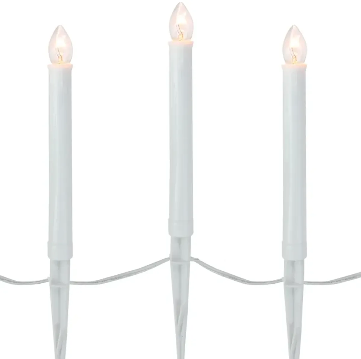 10-Count White C7 Candle Pathway Markers Christmas Lights  White Wire