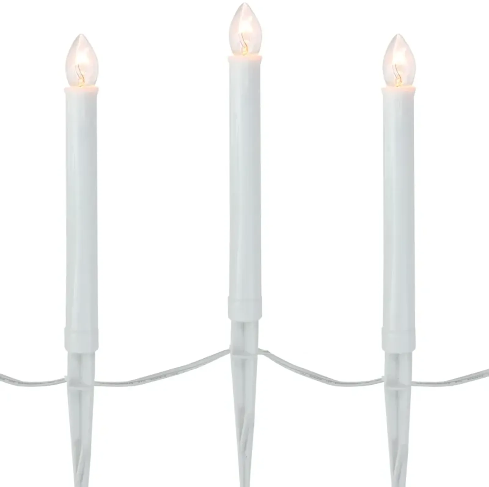 10-Count White C7 Candle Pathway Markers Christmas Lights  White Wire