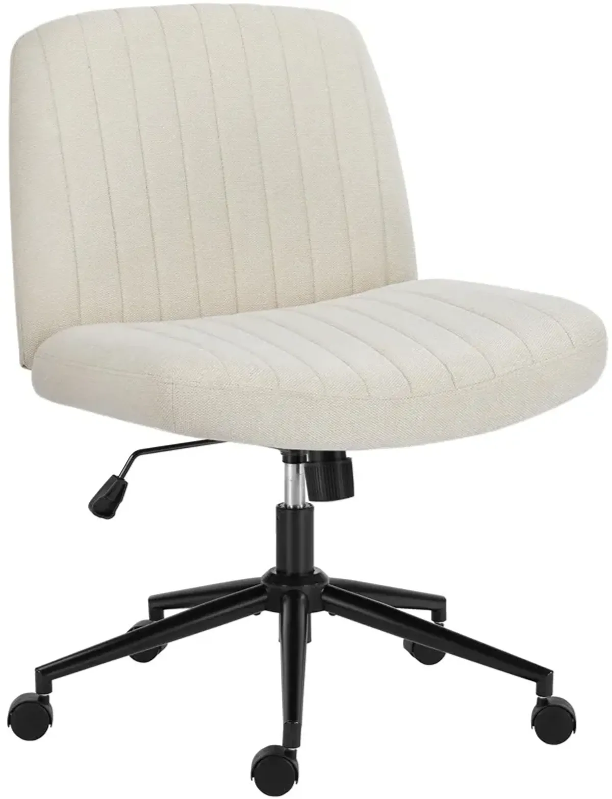 OLIXIS Criss Cross Chairs Legged Armless with Wheels Wide Seat Height Adjustable Swivel Rolling Padded PU Leather Home Office De