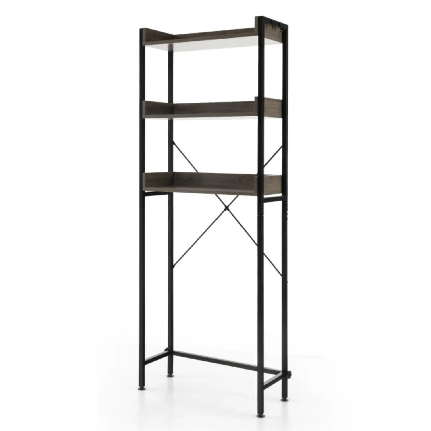 Hivvago Over The Toilet Storage Rack with Hooks and Adjustable Bottom Bar