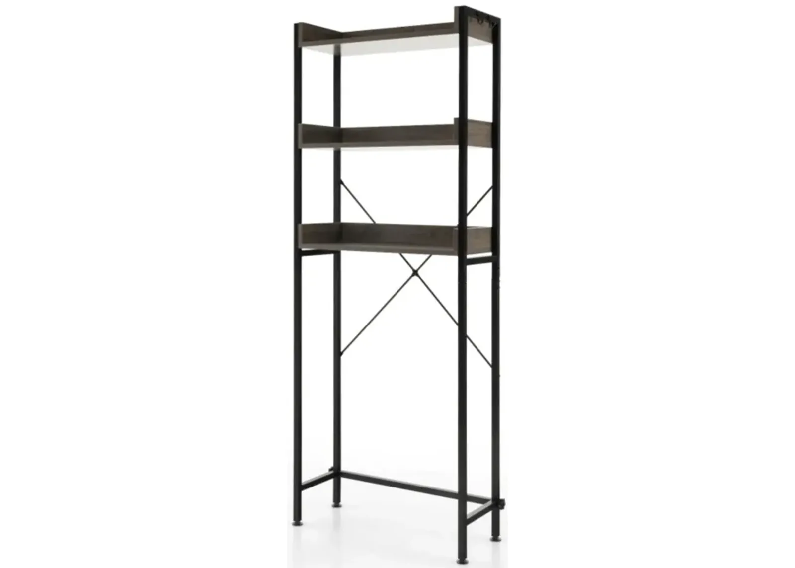 Hivvago Over The Toilet Storage Rack with Hooks and Adjustable Bottom Bar