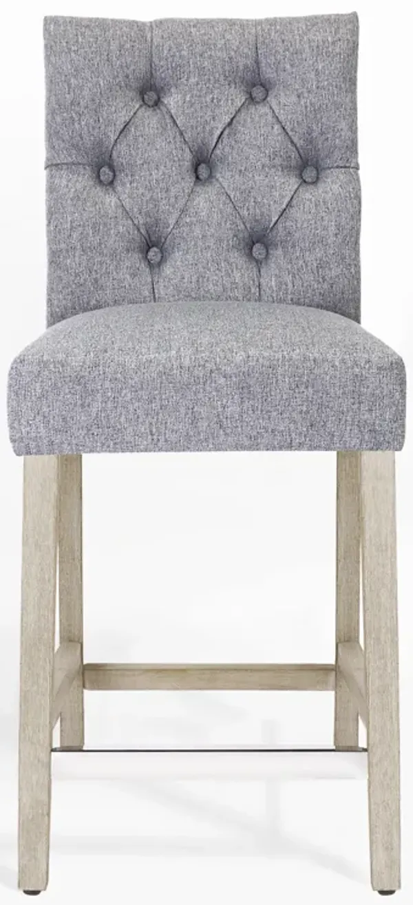 WestinTrends 24" Linen Fabric Tufted Upholstered Counter Stool, Antique Grey