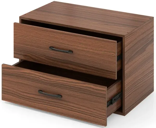 2-Drawer Stackable Horizontal Storage Cabinet Dresser Chest with Handles for Bedroom or Living Room