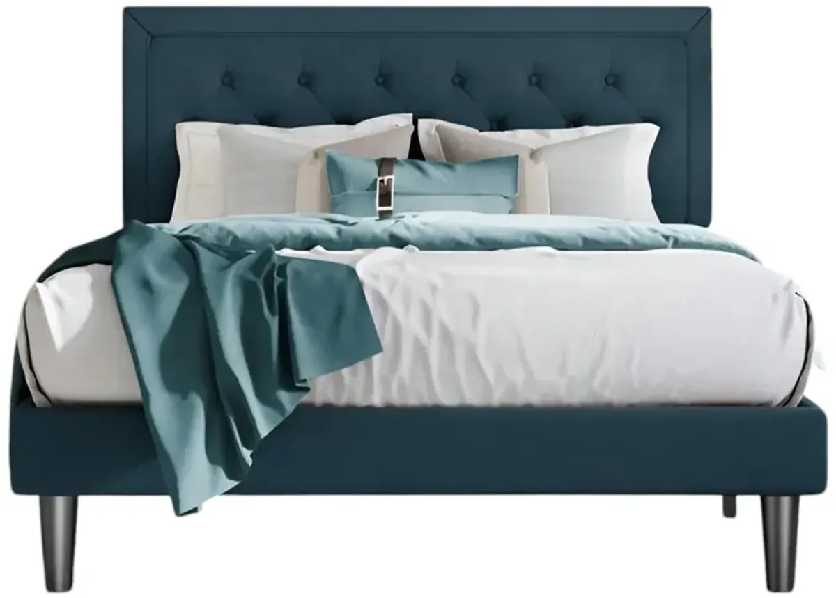 Adjustable Height Platform Bed Frame with Upholstered Headboard
