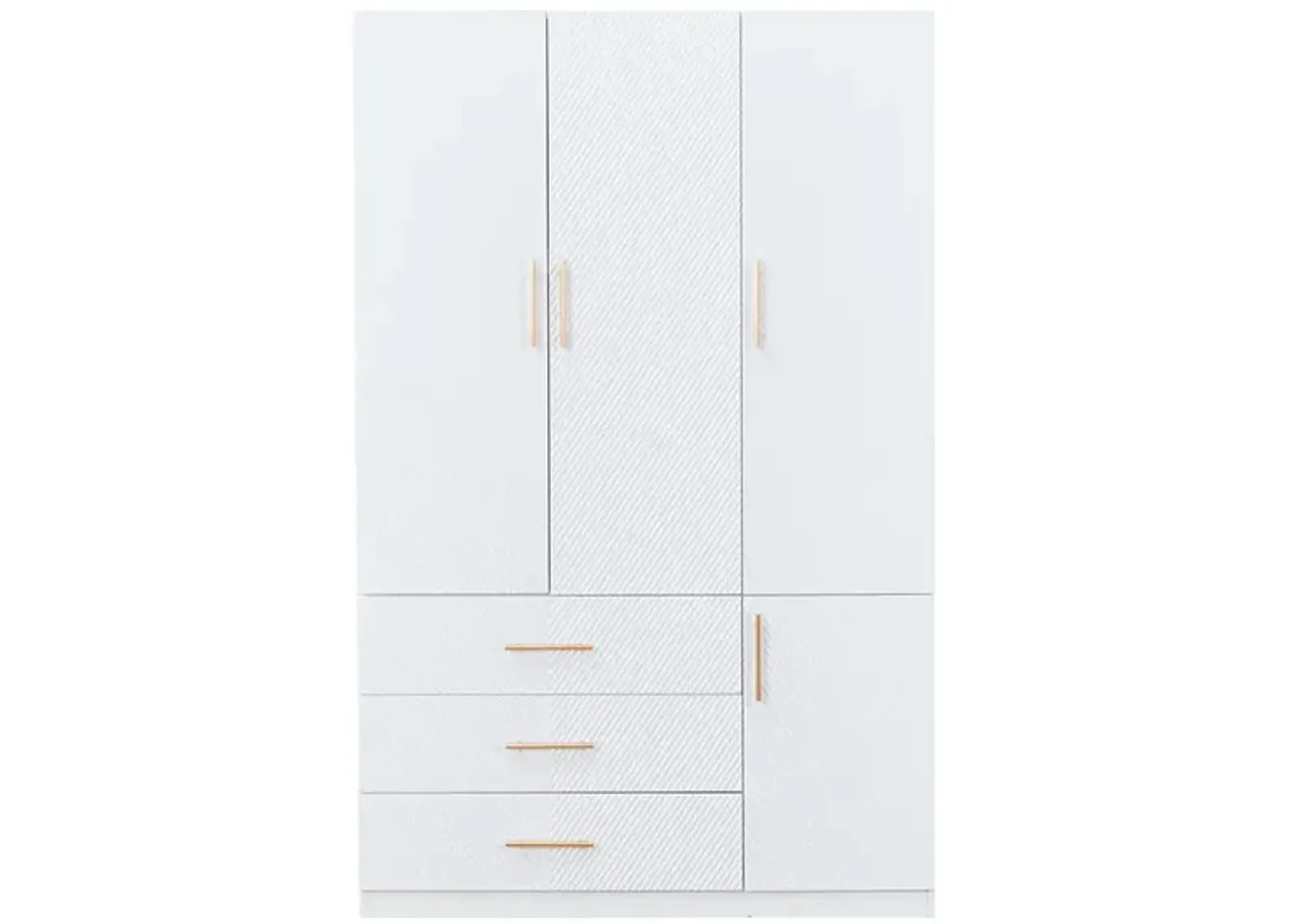 White Armoire Wardrobe Closet with 3 Doors Wooden Bedroom Armoires Clothes, Wood Wardrobe Closets Storage Cabinet with Hanging Rod Shelves Drawers Closets