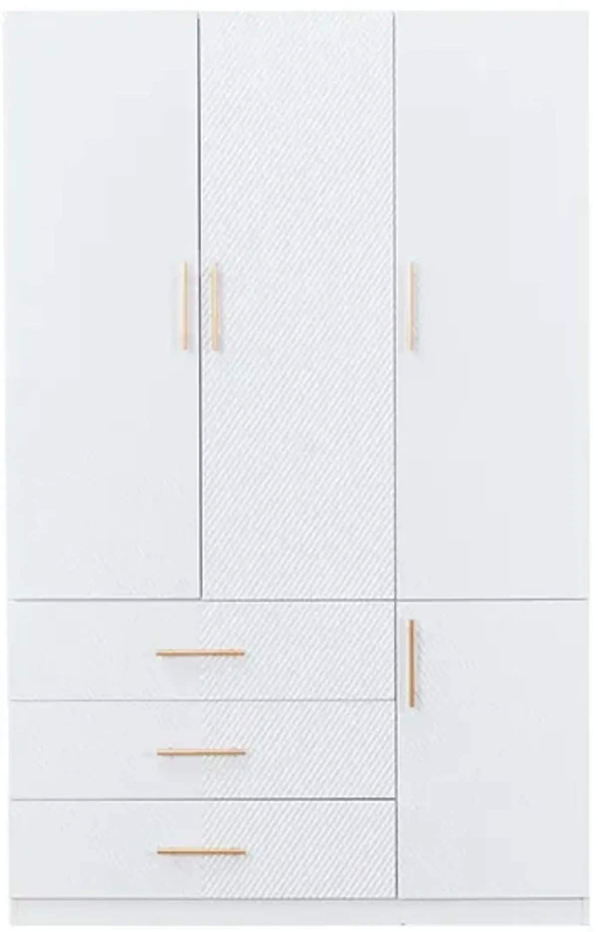 White Armoire Wardrobe Closet with 3 Doors Wooden Bedroom Armoires Clothes, Wood Wardrobe Closets Storage Cabinet with Hanging Rod Shelves Drawers Closets