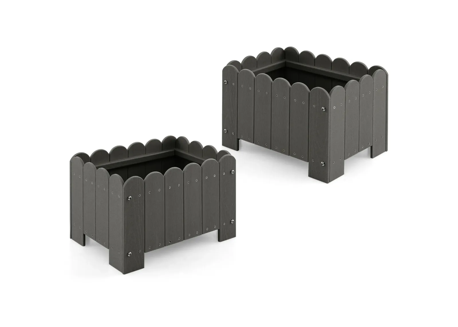 2 Pack Rectangular Planter Box with Drainage Gaps for Front Porch Garden Balcony