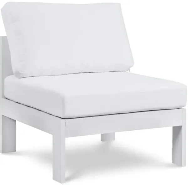 Meridian Furniture Nizuc White Water Resistant Fabric Outdoor Patio Aluminum Armless Chair