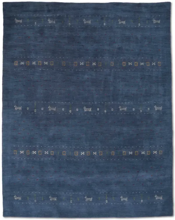 RUGSOTIC CARPETS HAND KNOTTED LOOM WOOL ECO-FRIENDLY AREA RUGS  - 10'x13', Rectangle, Blue Color, Contemporary Modern Design, High Pile Thick Handmade Anti Skid Rugs for Living Room (L00585)