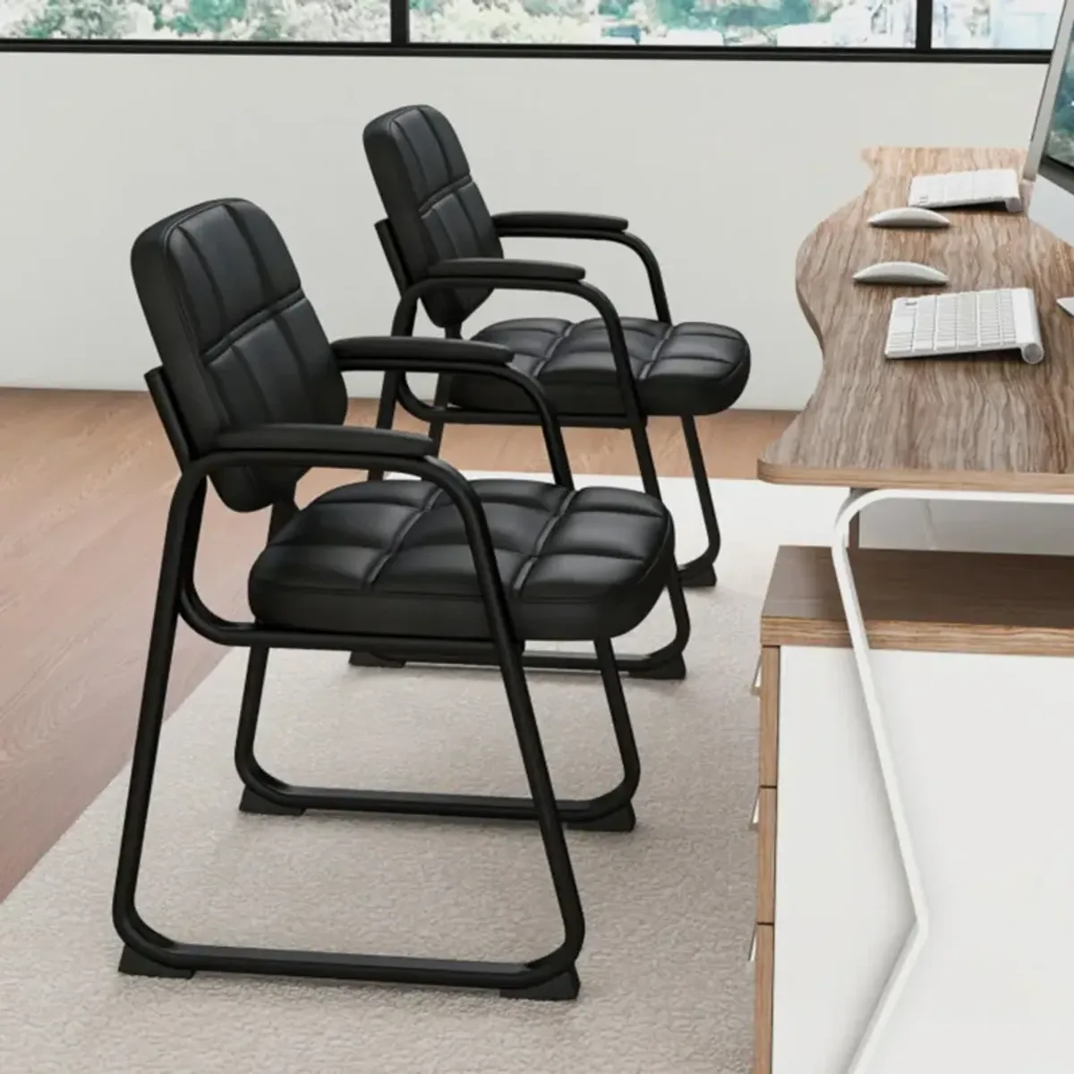 Hivvago Upholstered Waiting Room Chair with Armrest and Ergonomic Backrest