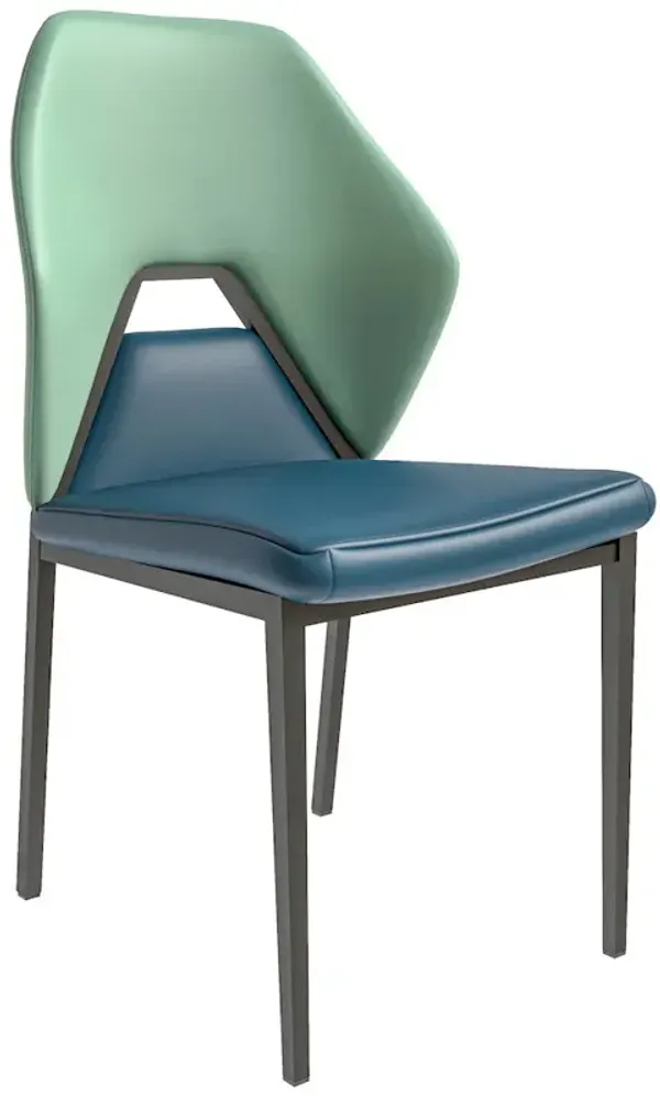 LeisureMod Eclat collection Modern Dining Chair in Green/Blue