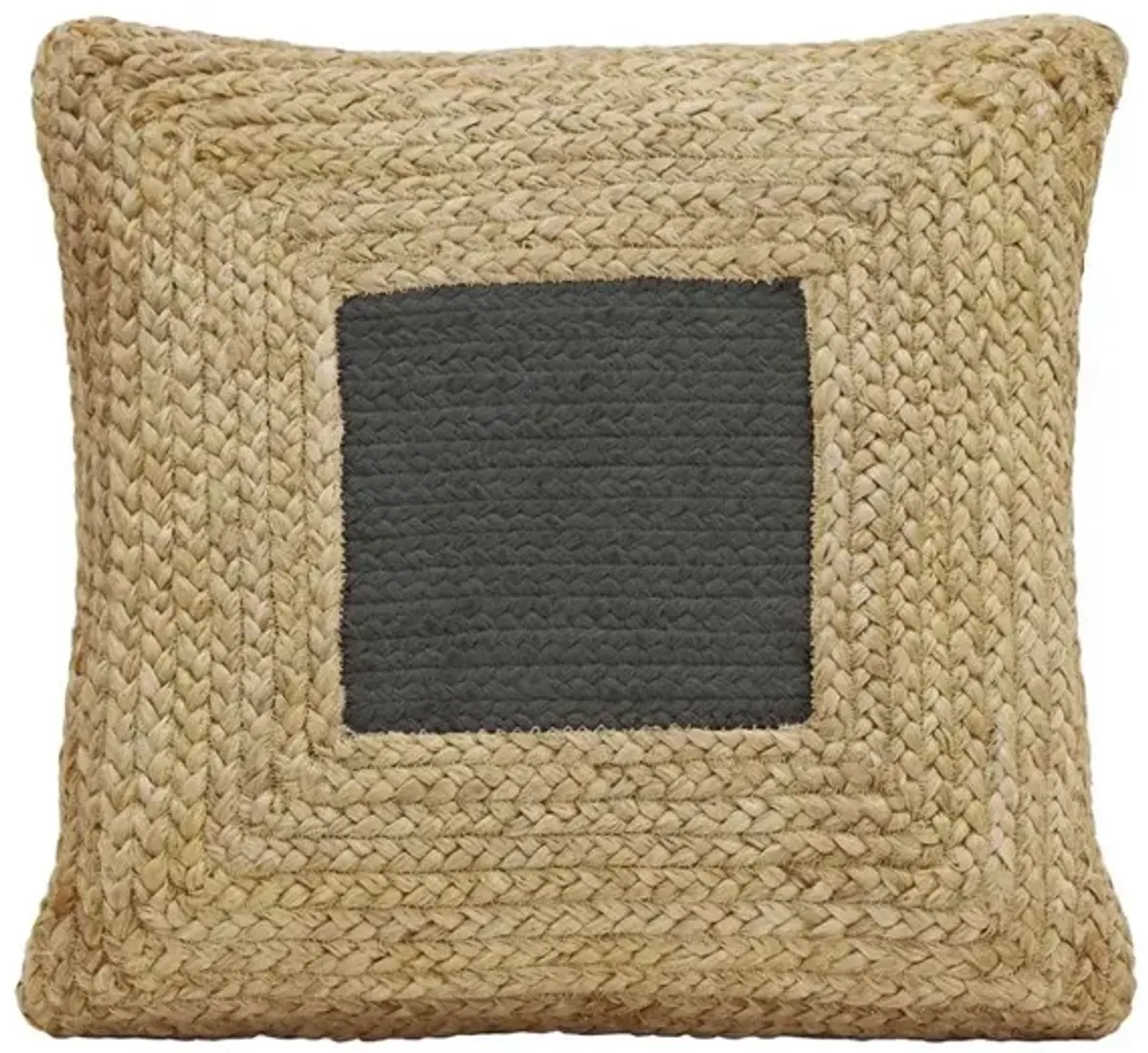 Belen Kox Black Square Jute and Cotton Accent Pillow, Belen Kox