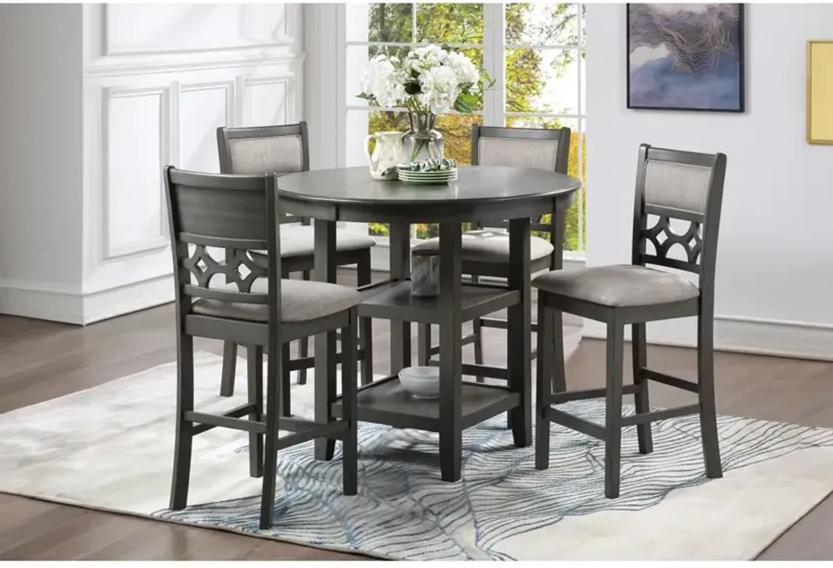 New Classic Furniture Furniture Mitchell 5-Piece Transitional Wood Counter Set in Gray