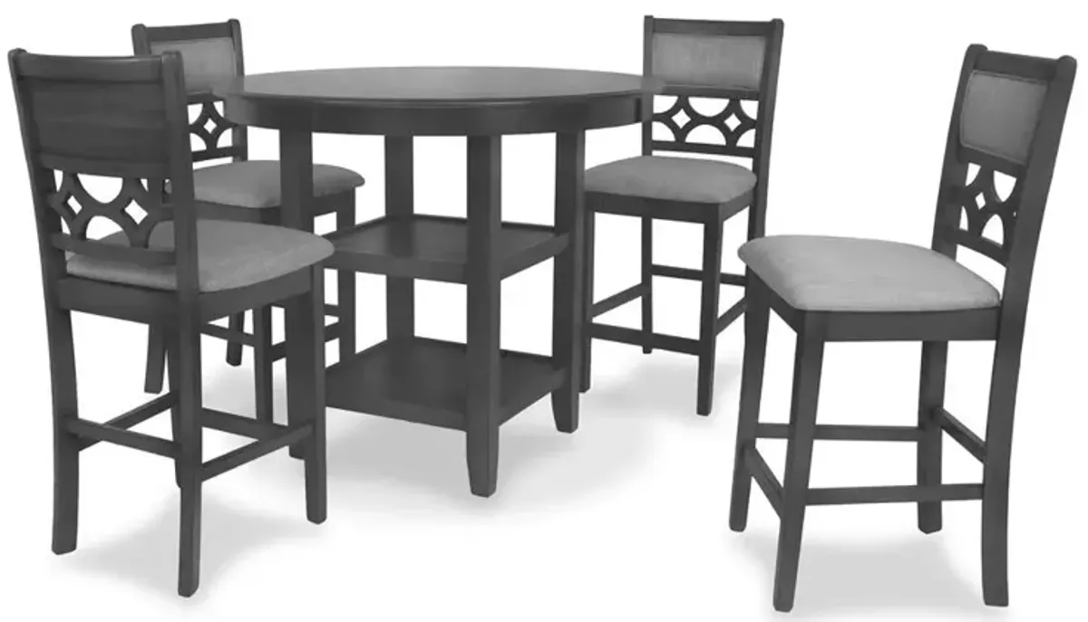 New Classic Furniture Furniture Mitchell 5-Piece Transitional Wood Counter Set in Gray