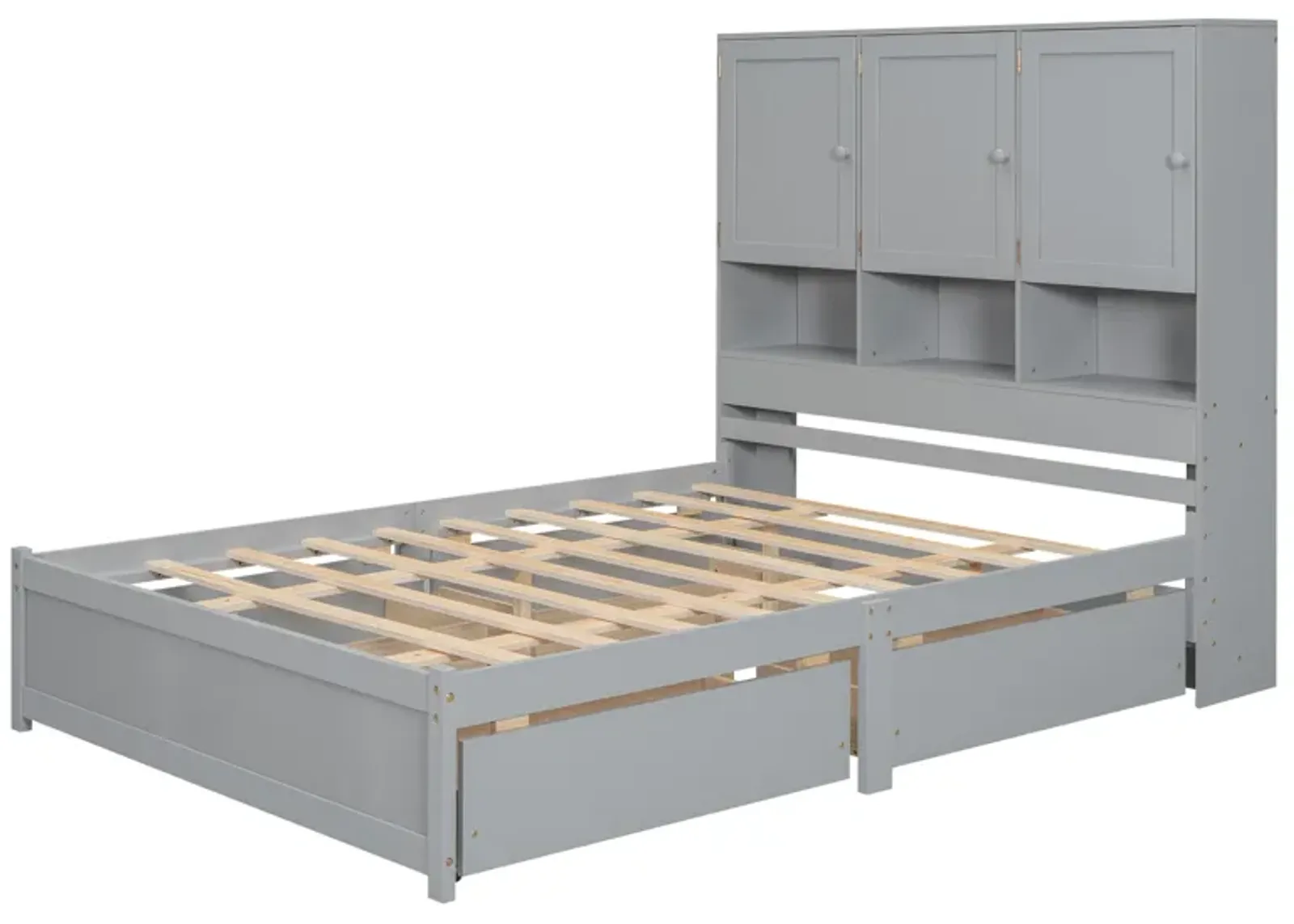 Merax Platform Bed with Storage Headboard and 4 Drawers