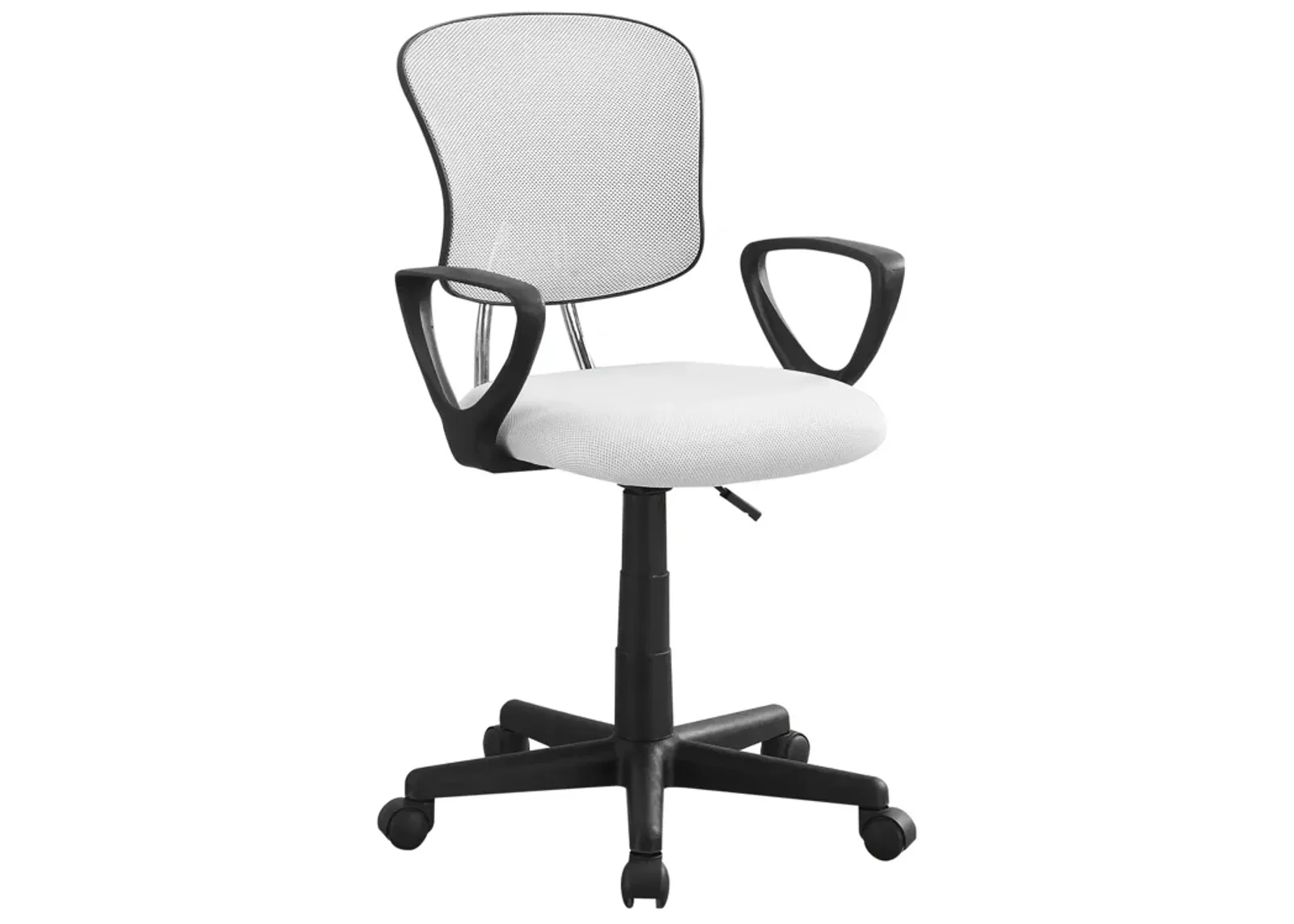 Monarch Specialties I 7261 Office Chair, Adjustable Height, Swivel, Ergonomic, Armrests, Computer Desk, Work, Juvenile, Metal, Mesh, White, Black, Contemporary, Modern