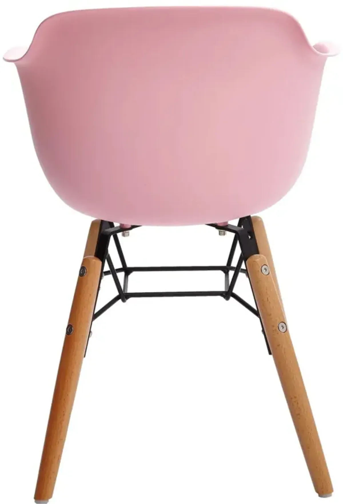 Lyna 16 Inch Kids Side Chair with Solid Back, Arms, Angled Wood Base, Pink - Benzara