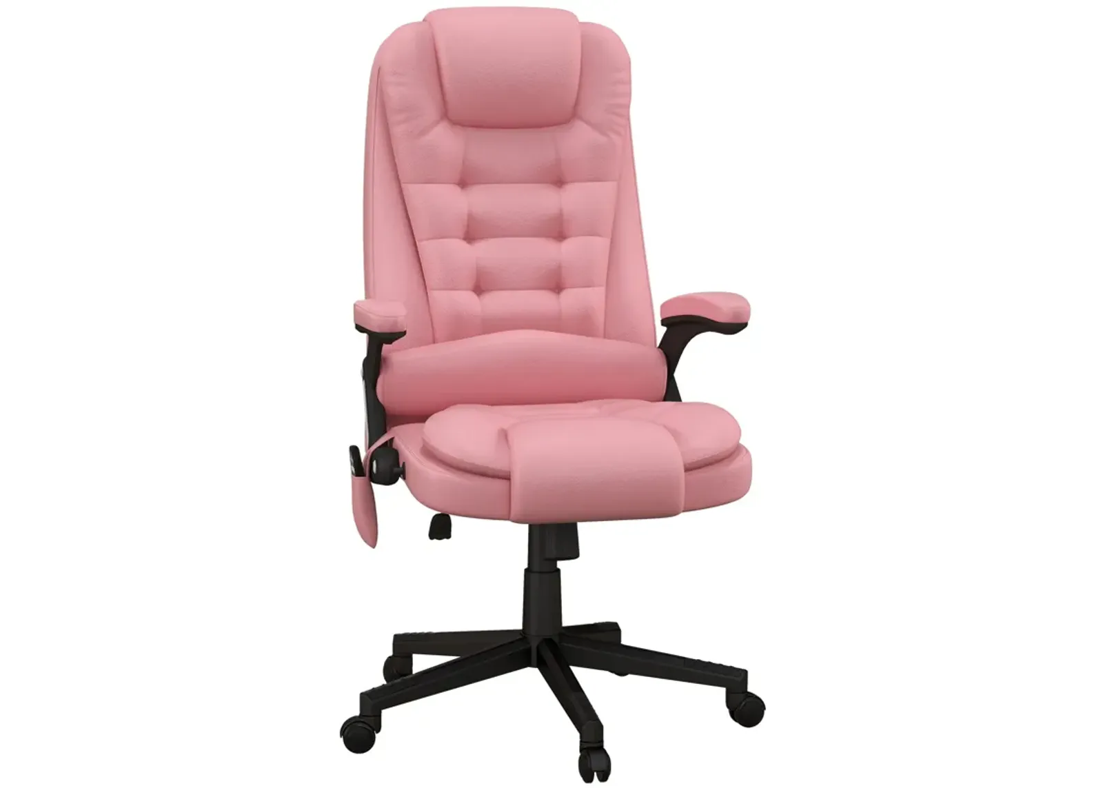 Pink Heated Massage Office Chair: Reclining, 6 Vibration Points