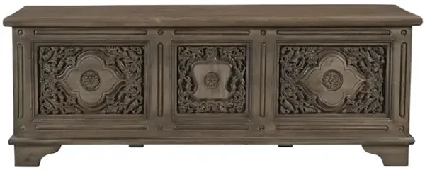 Taran Designs Grayson Carved Solid Wood Storage Ottoman