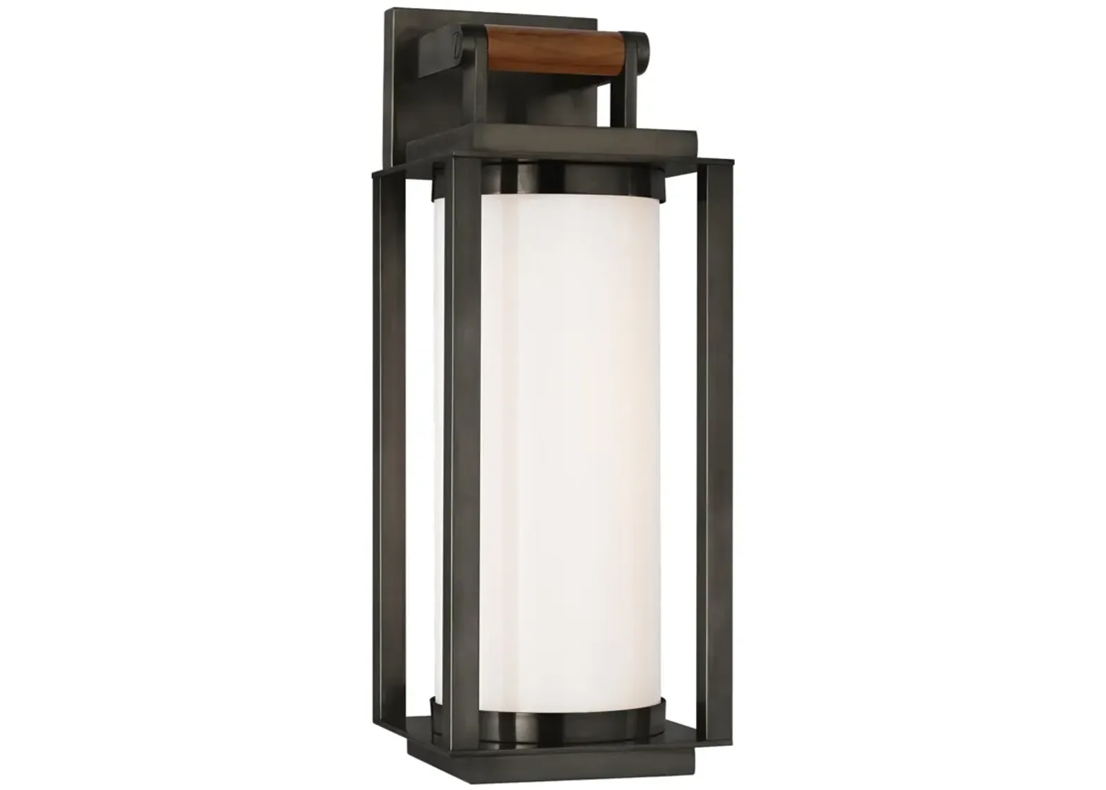 Northport Medium Bracketed Wall Lantern in Bronze and Teak with White Glass