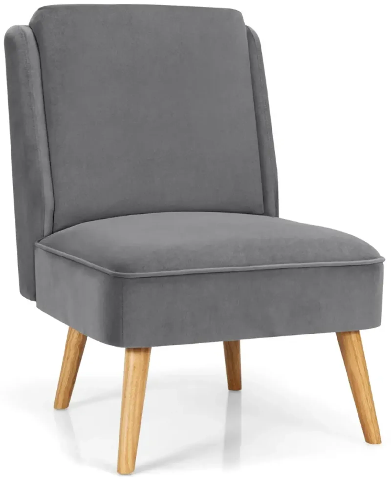 Velvet Accent Armless Side Chair with Rubber Wood Legs for Bedroom