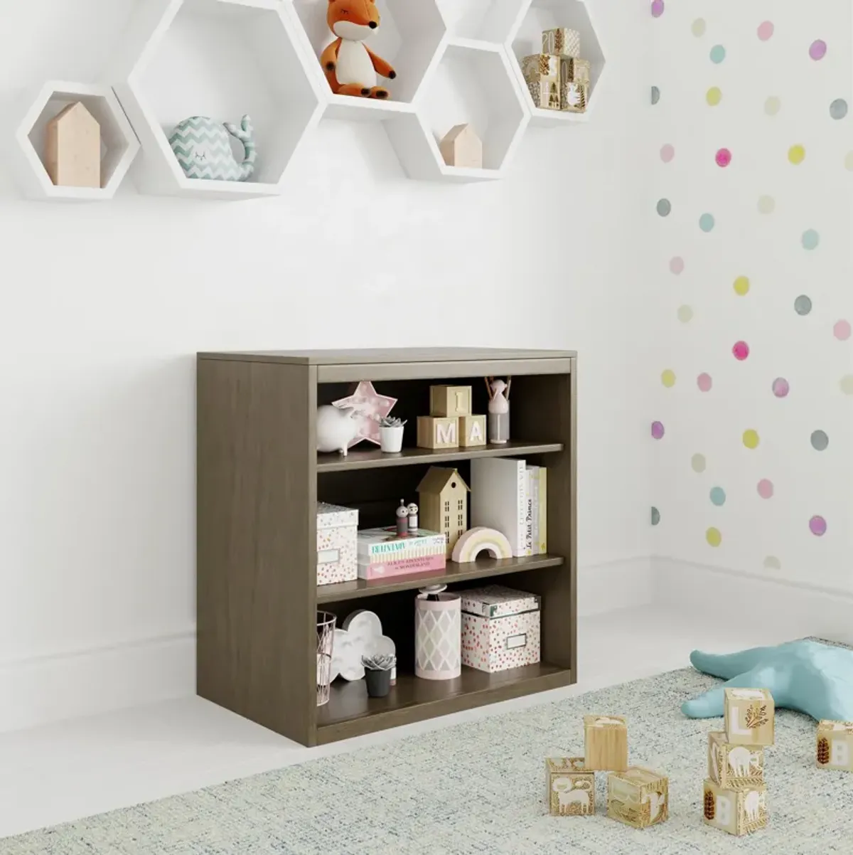 Marlowe Open Shelf Storage Unit, French Gray