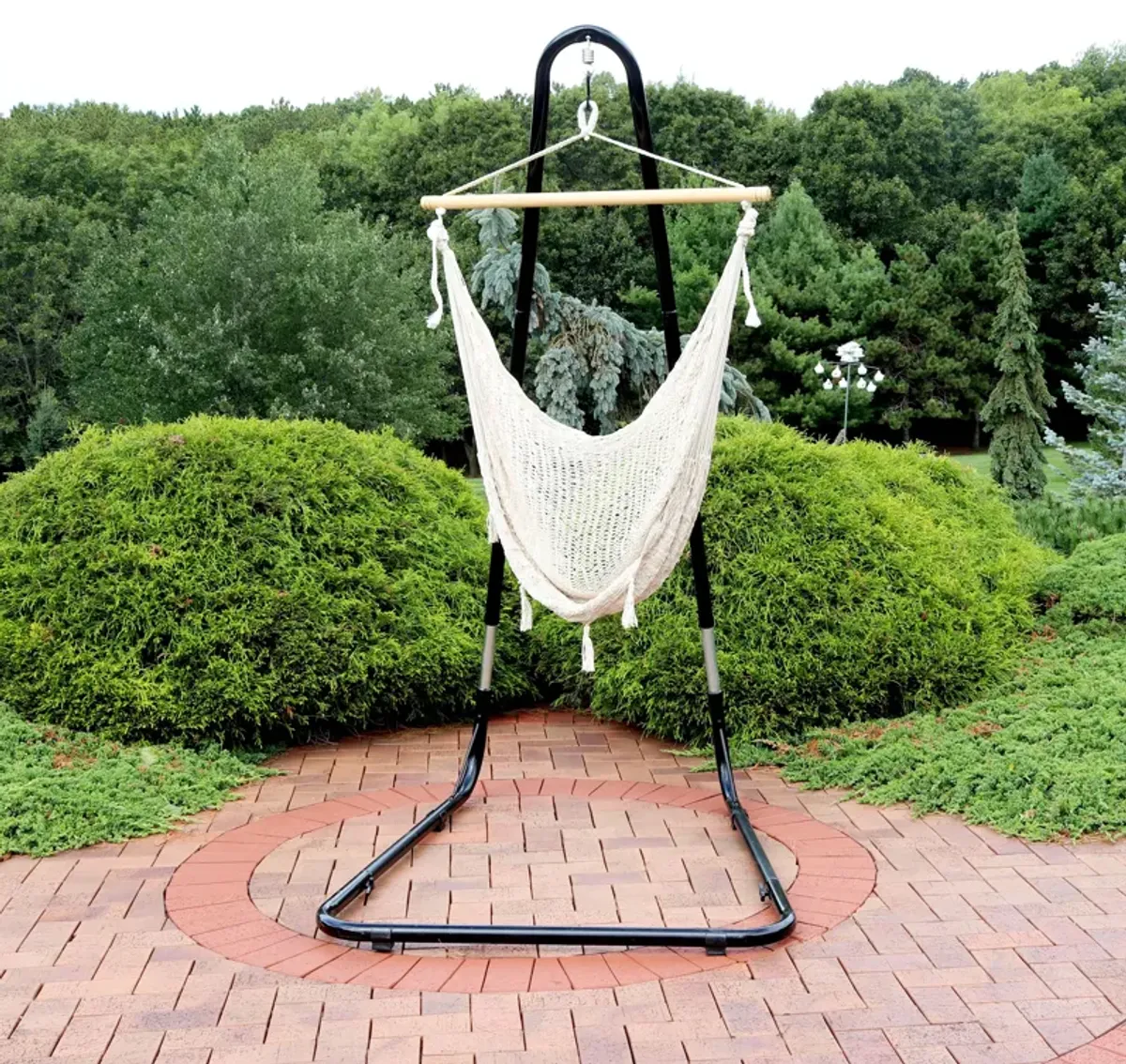 Sunnydaze Cotton/Nylon Rope Hammock Chair with Adjustable Stand