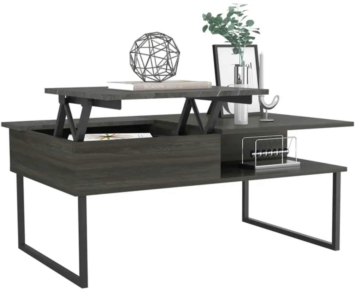 DEPOT E-SHOP Atlanta Lift Top Coffee Table, One Shelf, Carbon Espresso / Onyx