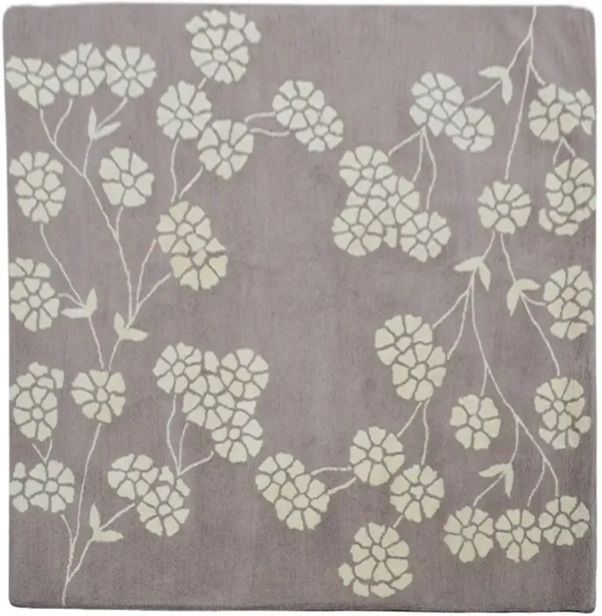 RUGSOTIC CARPETS HAND TUFTED WOOL ECO-FRIENDLY AREA RUGS  - 8'x8', Square Shape, Beige & White, Floral Modern Design, High Pile Thick Handmade Area Rugs for Living Room, Bed Room (K00513)