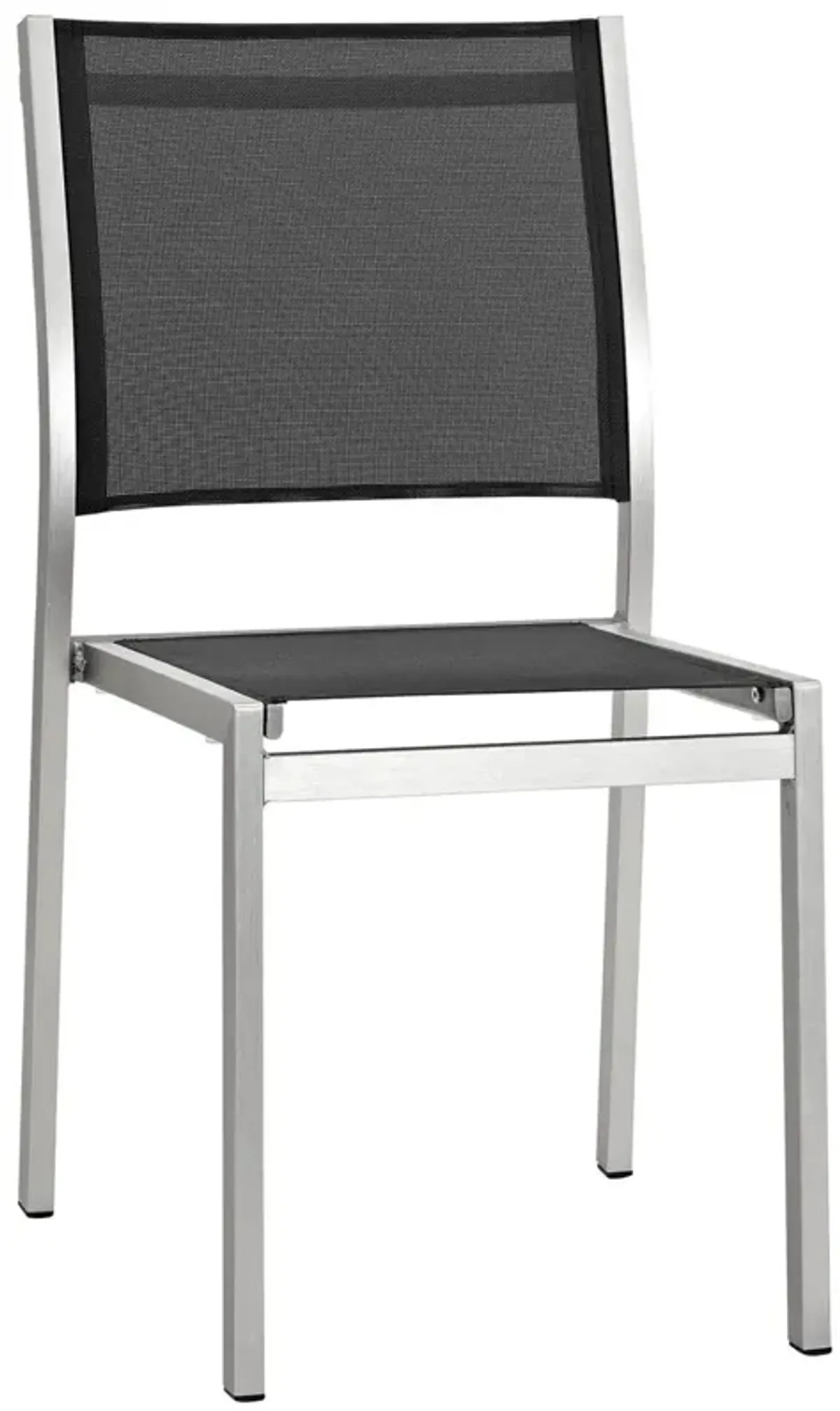 Modway Shore Aluminum Mesh Outdoor Patio Dining Accent Side Chair in Silver Black