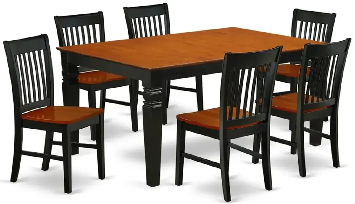 Dining Room Set Black & Cherry, WENO7-BCH-W