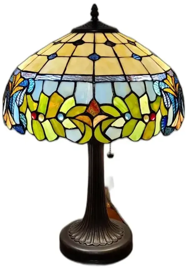 Hivvago 23" Dark Brown Metal Two Light Candlestick Table Lamp With Green Shade