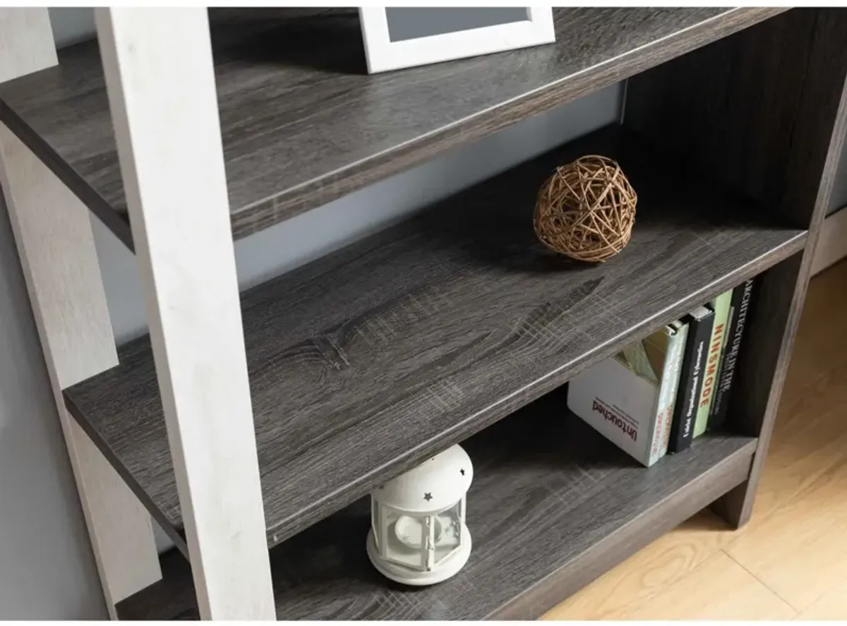 Bookcase White Oak Distressed Grey