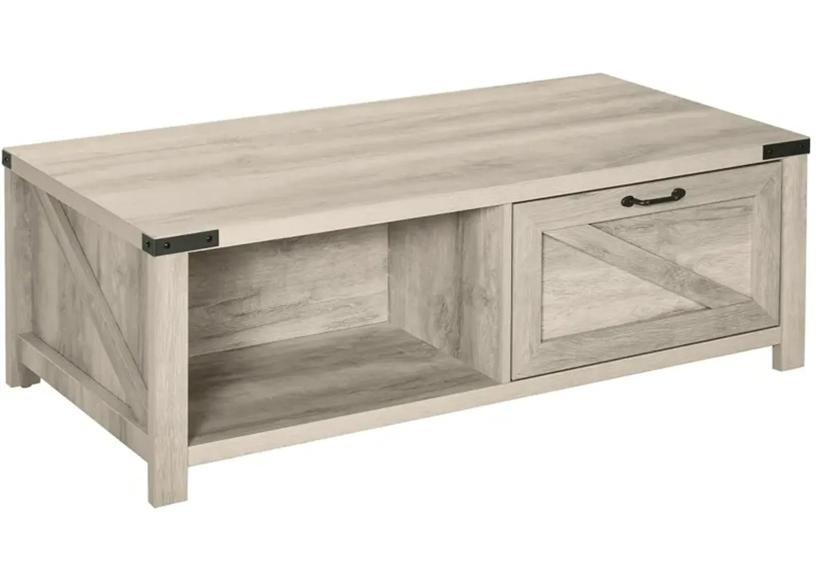 Oak Living Room Centerpiece: Farmhouse Coffee Table with Drawer