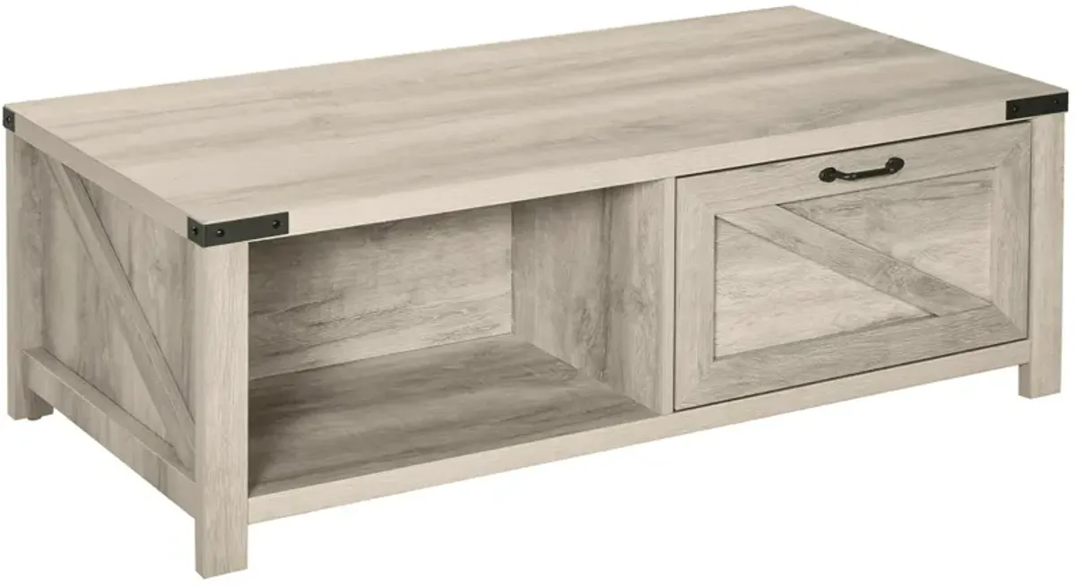 Oak Living Room Centerpiece: Farmhouse Coffee Table with Drawer