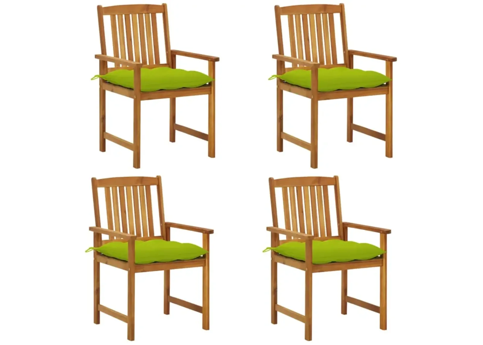 vidaXL Director's Chairs with Cushions 4 pcs Solid Acacia Wood