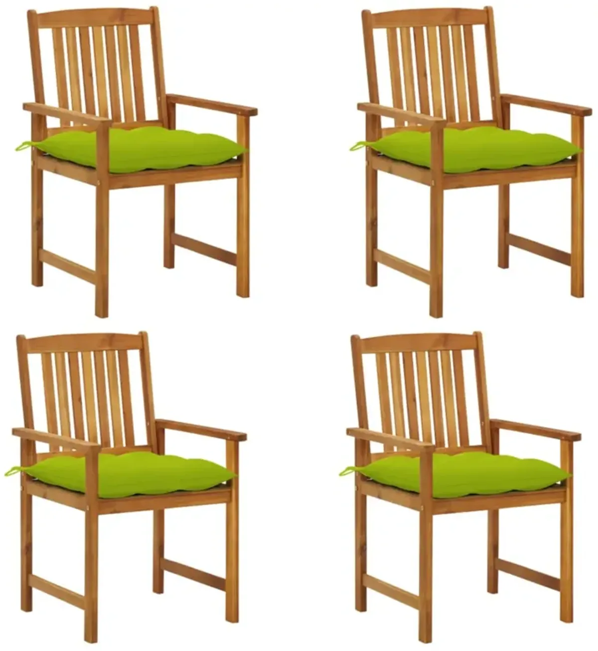 vidaXL Director's Chairs with Cushions 4 pcs Solid Acacia Wood