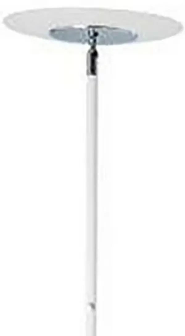 Floor Lamp with Adjustable Torchiere Head and Sleek Metal Body, White-Benzara