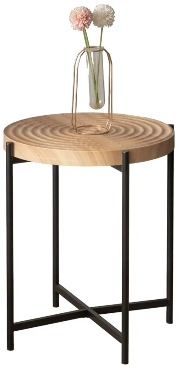 20.47" Modern Thread Design Round Coffee Table - MDF Table Top, Cross Legs Metal Base - Sleek and Stylish Living Room Furniture