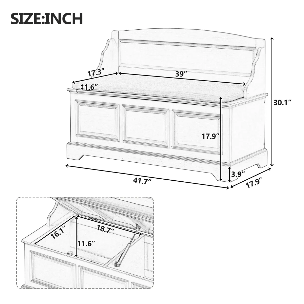 Clihome Shoe Bench with Removable Cushion, Entryway Bench with Hidden Storage for Entrance and Living Room, Shoe Storage Bench with Back (Espresso)
