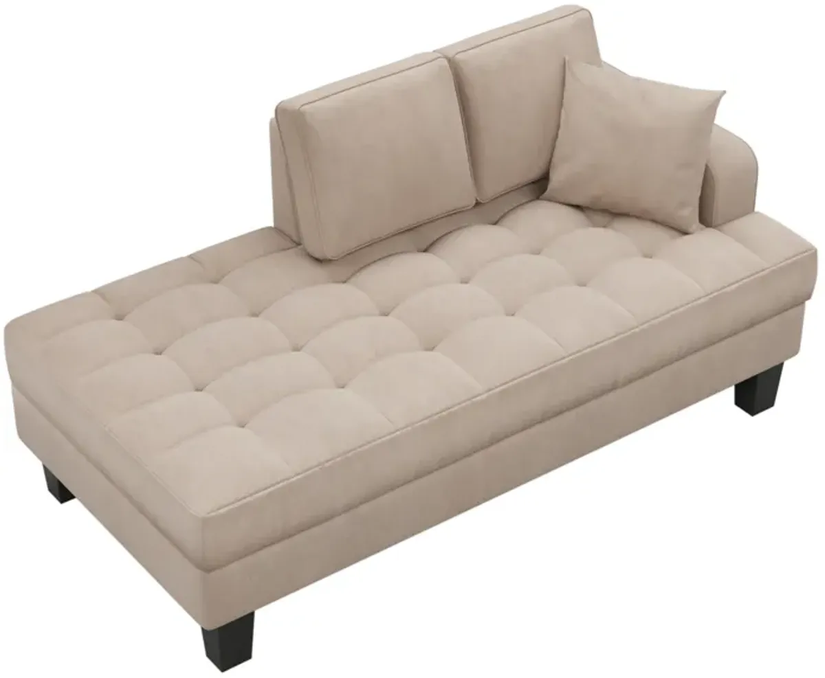 Merax Deep Tufted Upholstered Textured Fabric Chaise Lounge