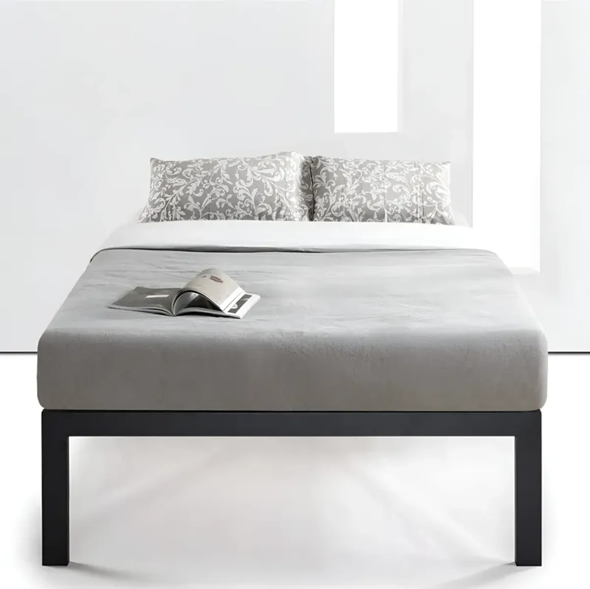 Strong Metal Platform Bed with Wooden Slat Support System