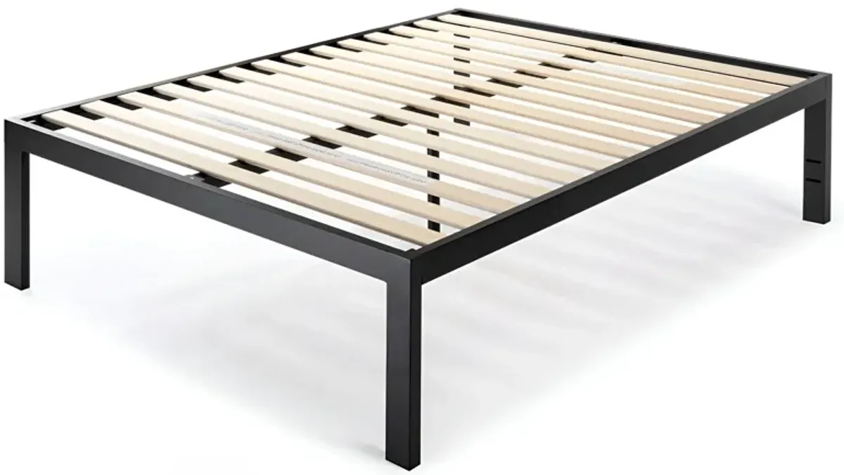 Strong Metal Platform Bed with Wooden Slat Support System
